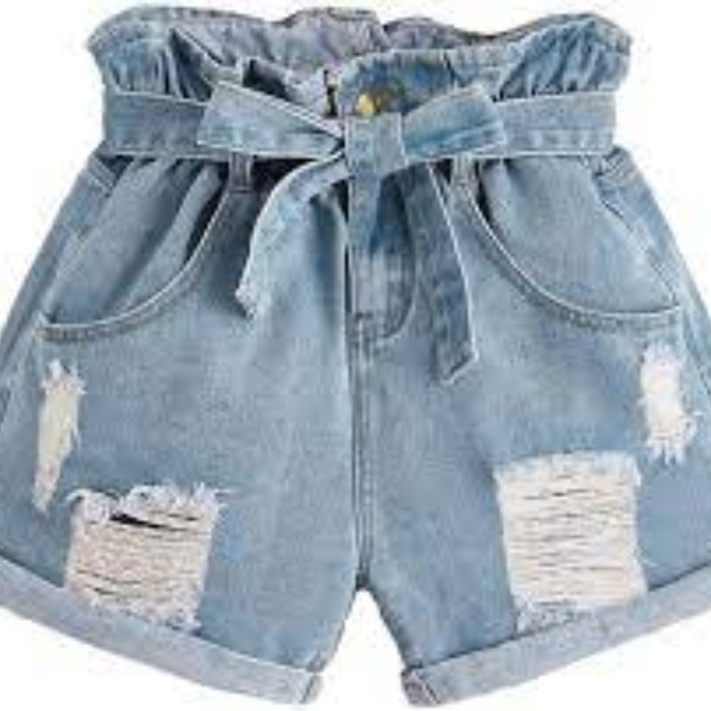 Milumia Women's High Waisted Shorts Ripped Denim S